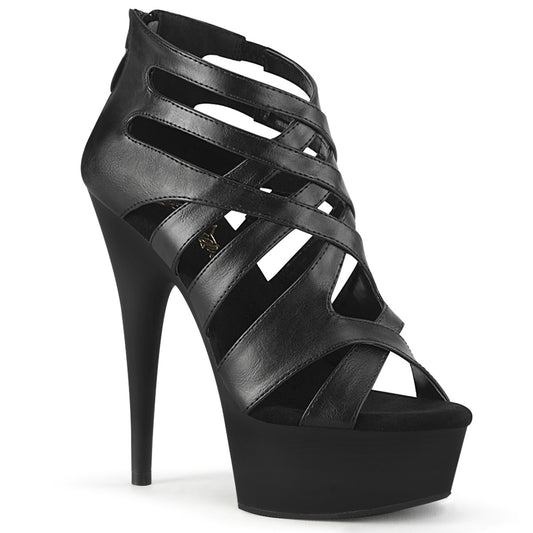 Pleaser Sandalias para mujer DELIGHT-645 Blk Faux Cuero / Blk Mate