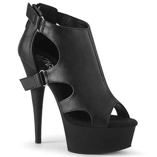 Pleaser Sandalias para mujer DELIGHT-647 Blk Faux Cuero / Blk Mate