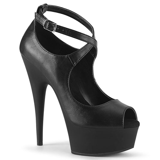 Pleaser Sandalias para mujer DELIGHT-653 Blk Faux Cuero / Blk Mate