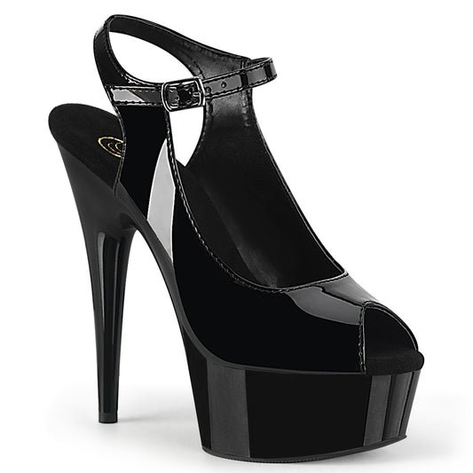 Pleaser Sandalias para mujer DELIGHT-655 BLK PAT / BLK