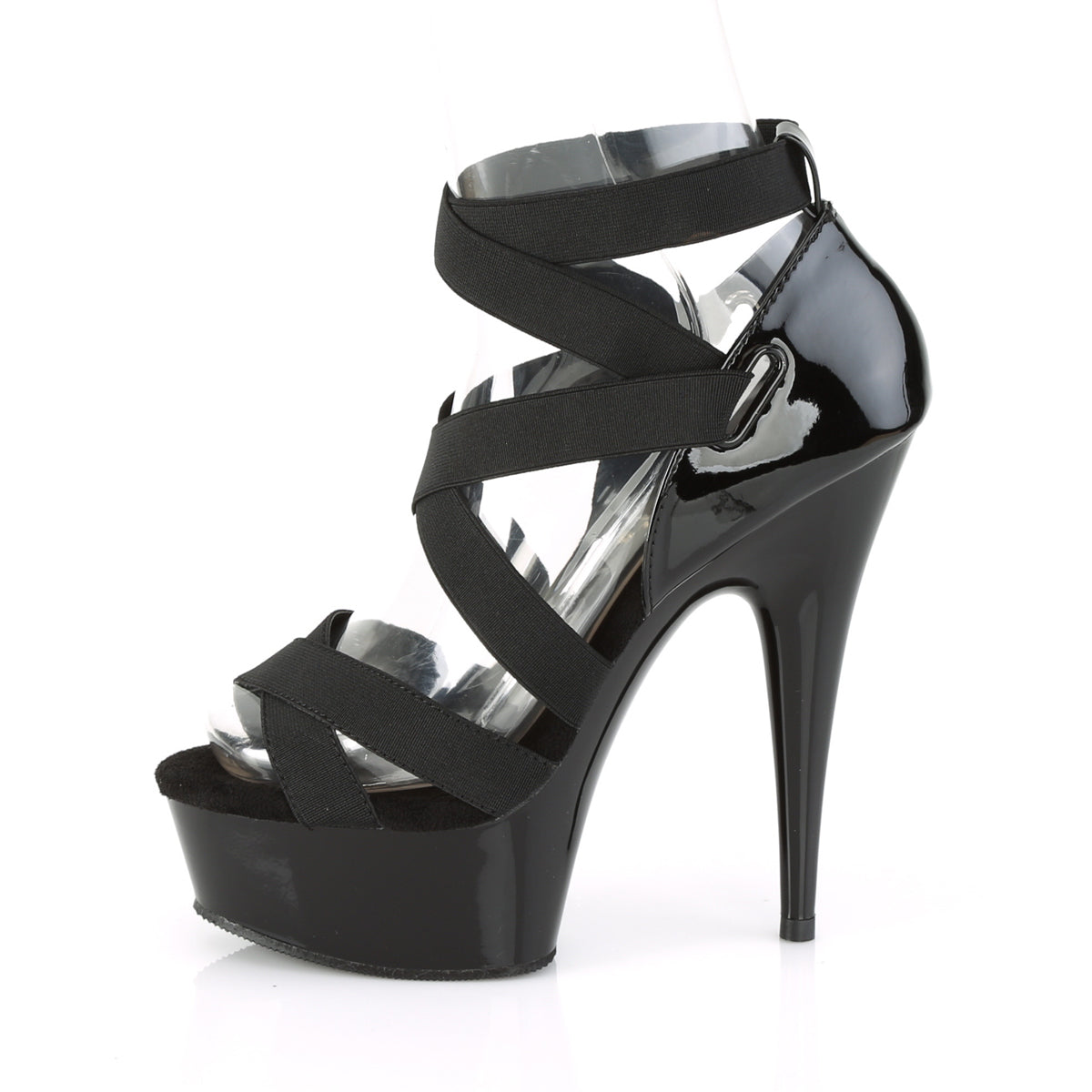 Pleaser Sandalias para mujer DELIGHT-657 BLK BANDA ELASTIC-PAT / BLK
