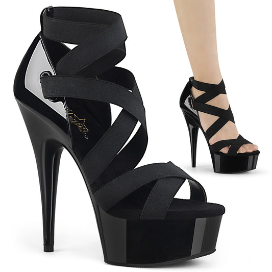 Pleaser Sandalias para mujer DELIGHT-657 BLK BANDA ELASTIC-PAT / BLK