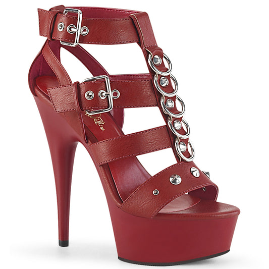 Pleaser Sandalias para mujer DELIGHT-658 Red Faux Cuero / Rojo Mate