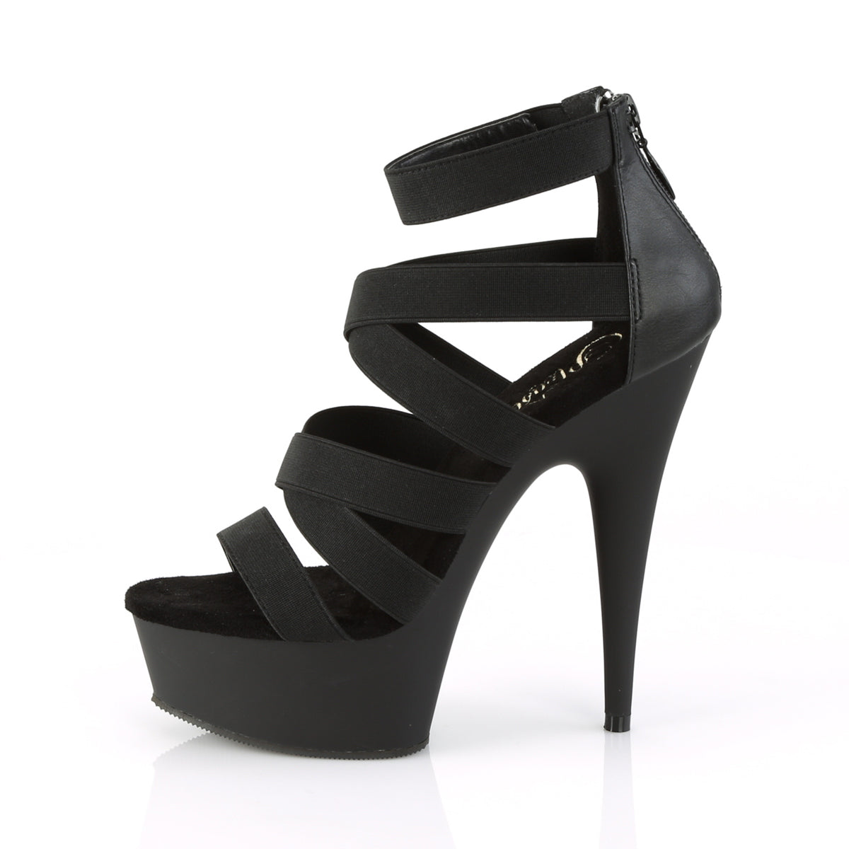 Pleaser Sandalias para mujer DELIGHT-659 Blk Banda Elástica-Faux Cuero / Blk Matte