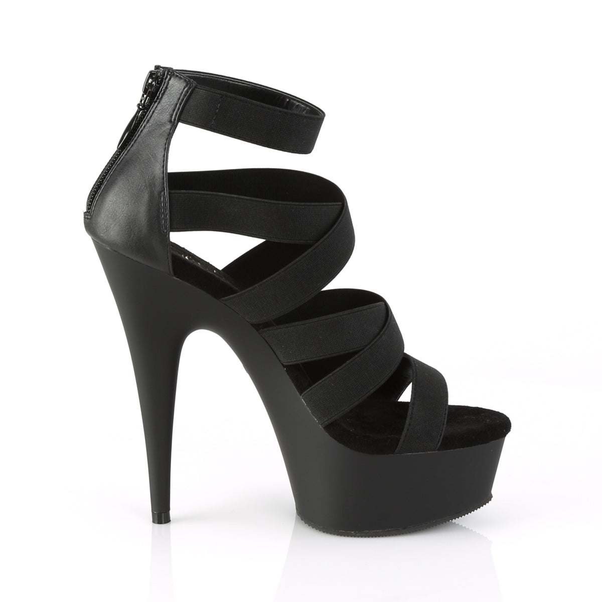 Pleaser Sandalias para mujer DELIGHT-659 Blk Banda Elástica-Faux Cuero / Blk Matte