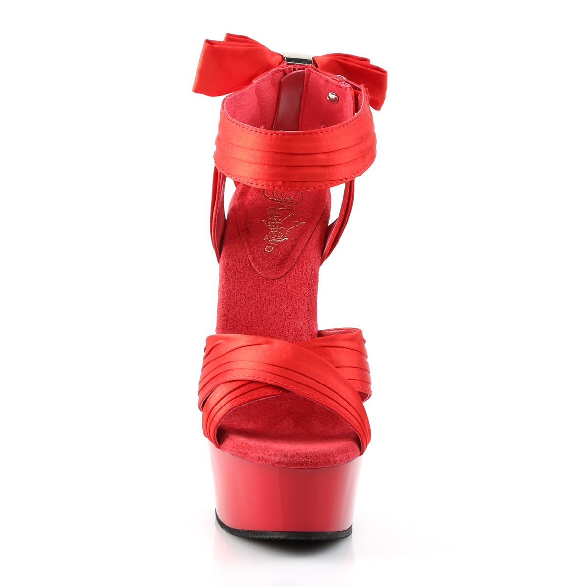 Pleaser Sandalias para mujer DELIGHT-668 rojo satinado / rojo