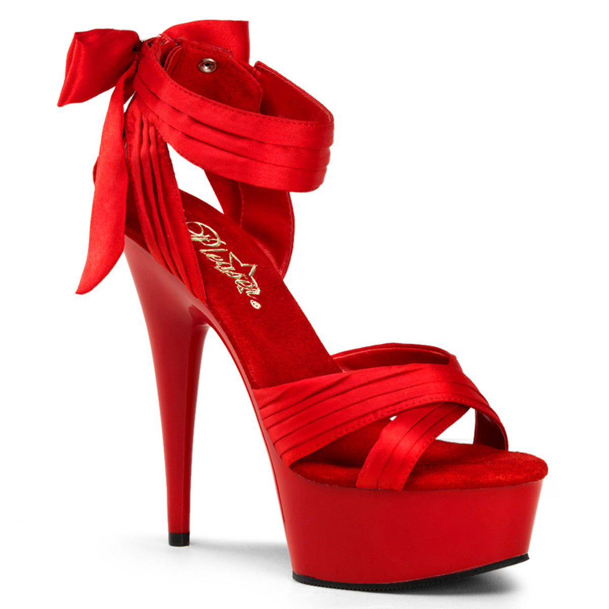 Pleaser Sandalias para mujer DELIGHT-668 rojo satinado / rojo