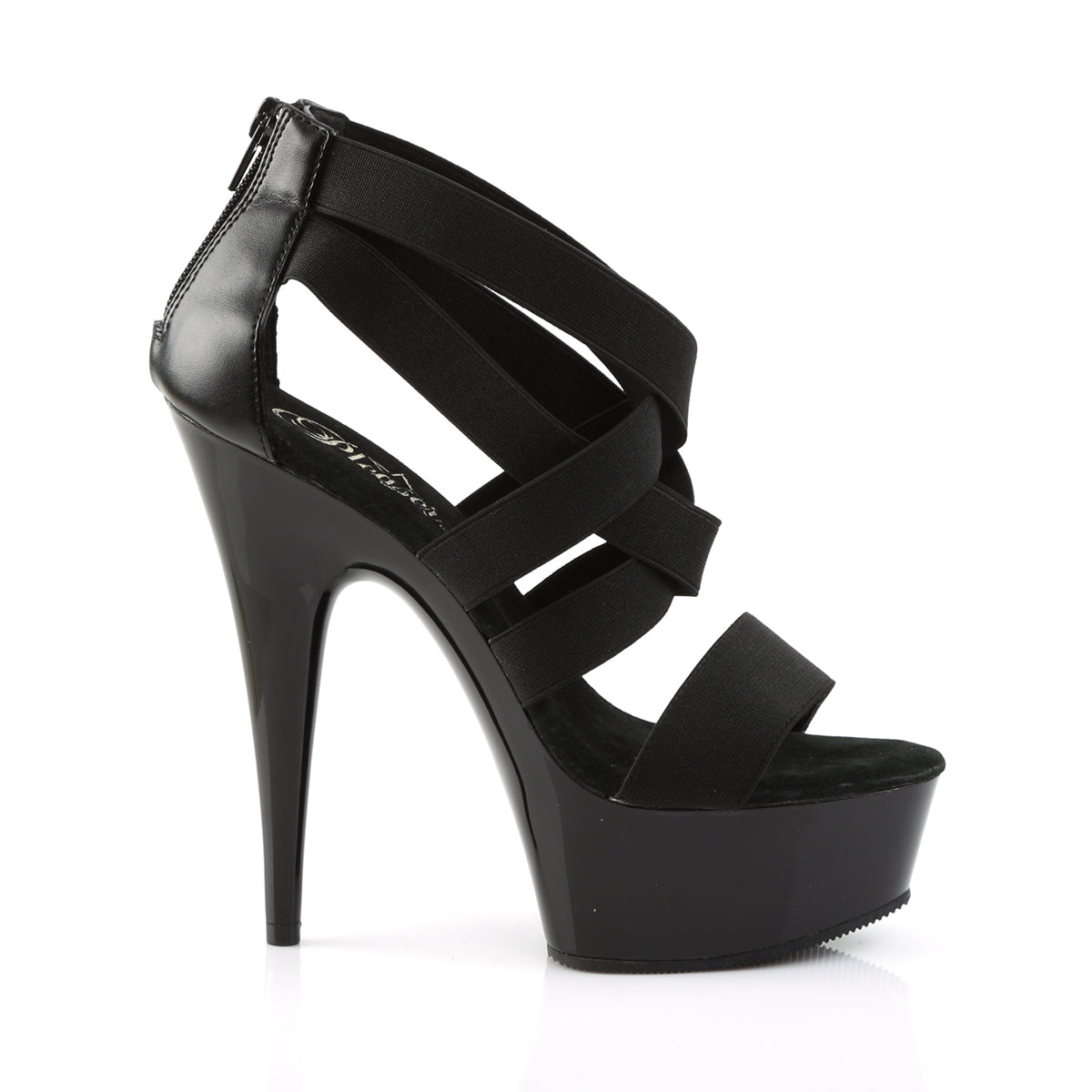Pleaser Sandalias para mujer DELIGHT-669 BLK BLK ELASTS-Faux Cuero / BLK