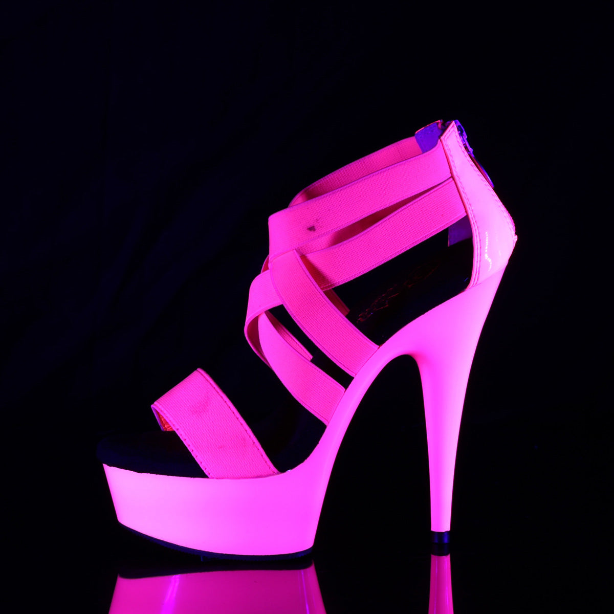 Pleaser Sandalias para mujer DELIGHT-669UV Neon H. Pink Elastic Band-Pat / Neon H. P.