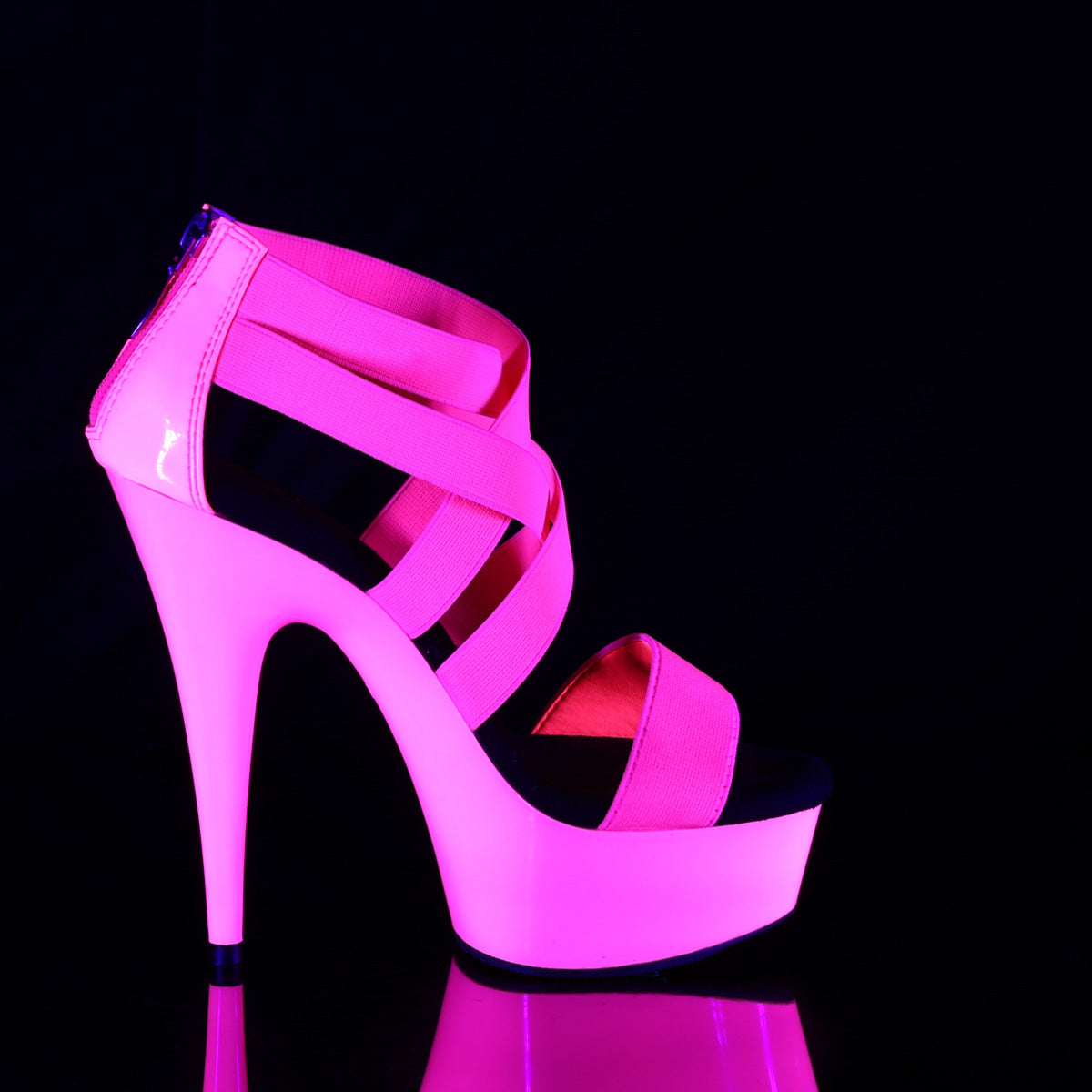 Pleaser Sandalias para mujer DELIGHT-669UV Neon H. Pink Elastic Band-Pat / Neon H. P.