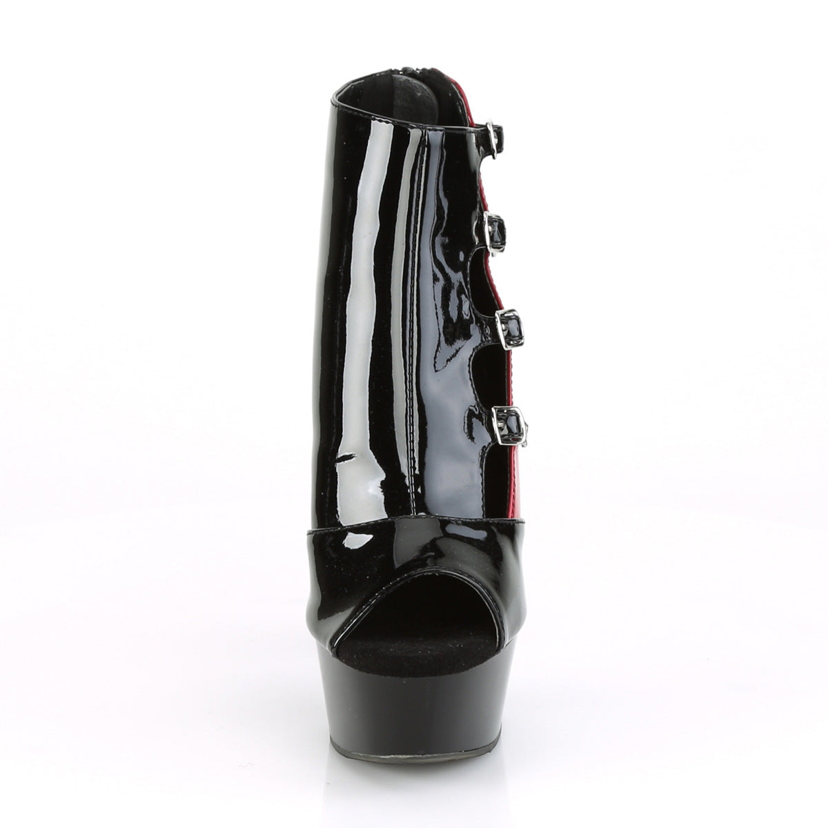 Pleaser Sandalias para mujer DELIGHT-681 BLK-RED PAT / BLK