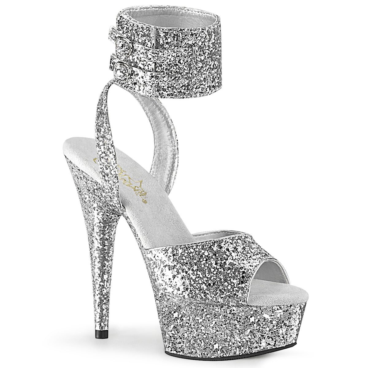 Pleaser Womens Sandals DELIGHT-691LG Slv Glitter/Slv Glitter