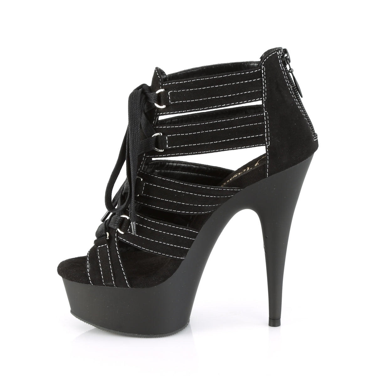 Pleaser Sandalias para mujer DELIGHT-693 BLK MICROFIBER / BLK MATE