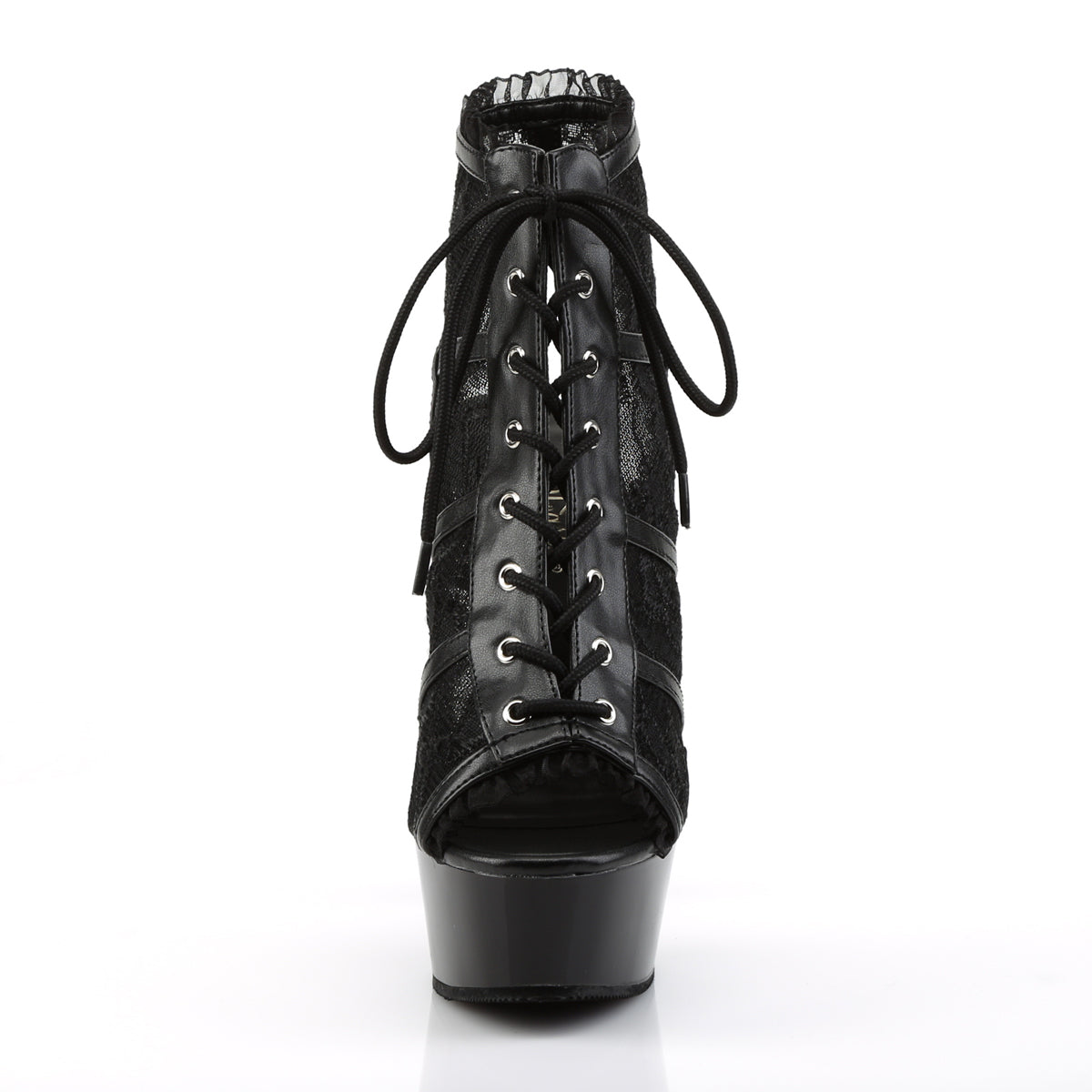 Pleaser Botas de tobillo para mujer DELIGHT-696LC BLK MESH-LACE / BLK