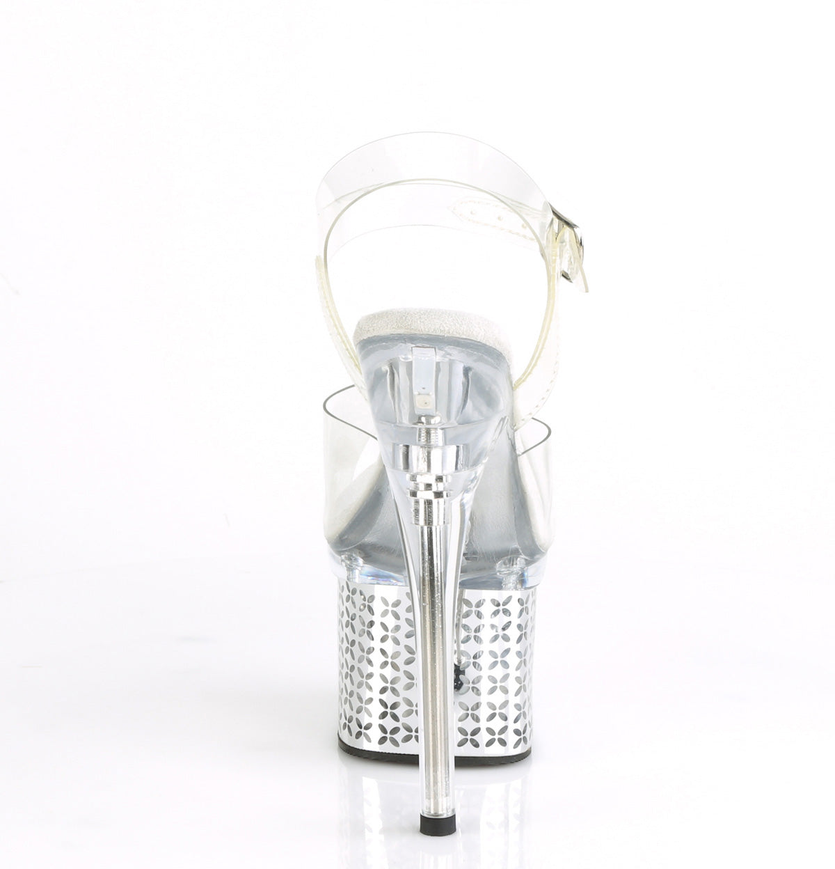 Pleaser Sandalias para mujer DISCOLITE-708FLP CLR / SLV Chrome