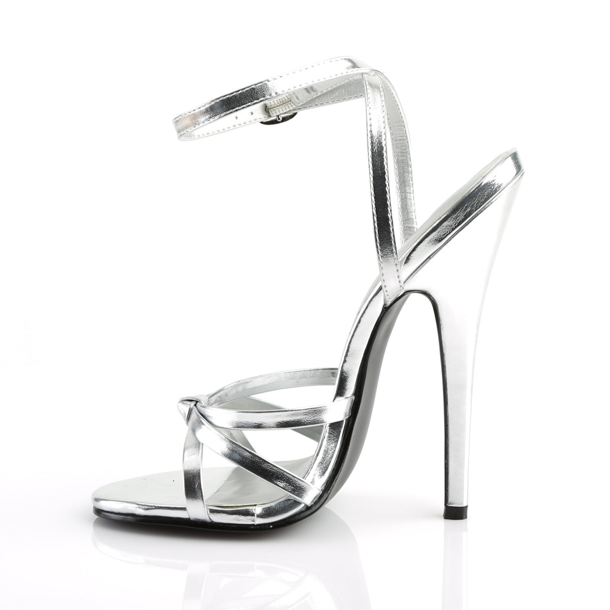 Devious Sandalias para mujer DOMINA-108 PU de plata metálica