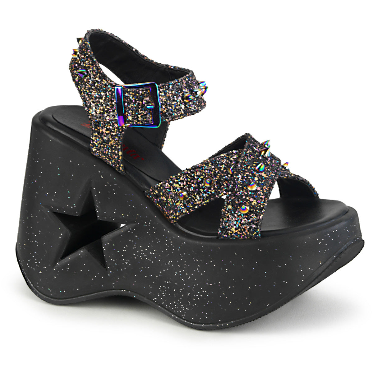 DemoniaCult Womens Sandals DYNAMITE-02 Blk Multi Glitter
