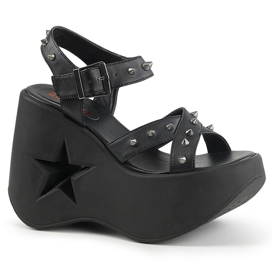 DemoniaCult Sandalias para mujeres DYNAMITE-02 BLK de cuero vegano