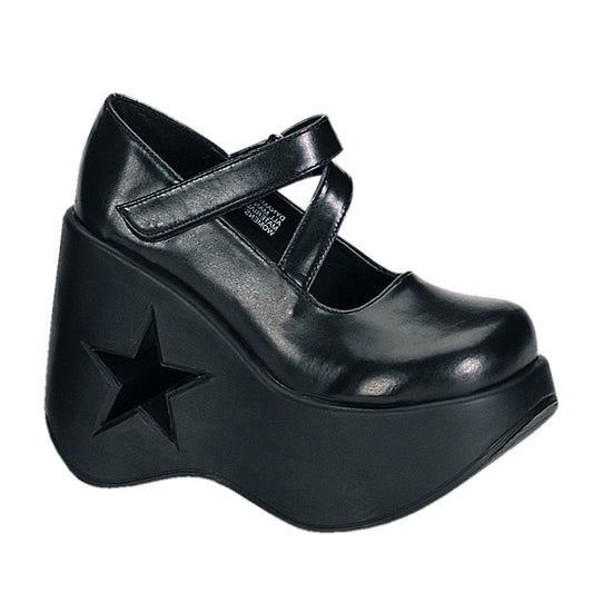 DemoniaCult Bombas de mujer DYNAMITE-03 BLK de cuero vegano