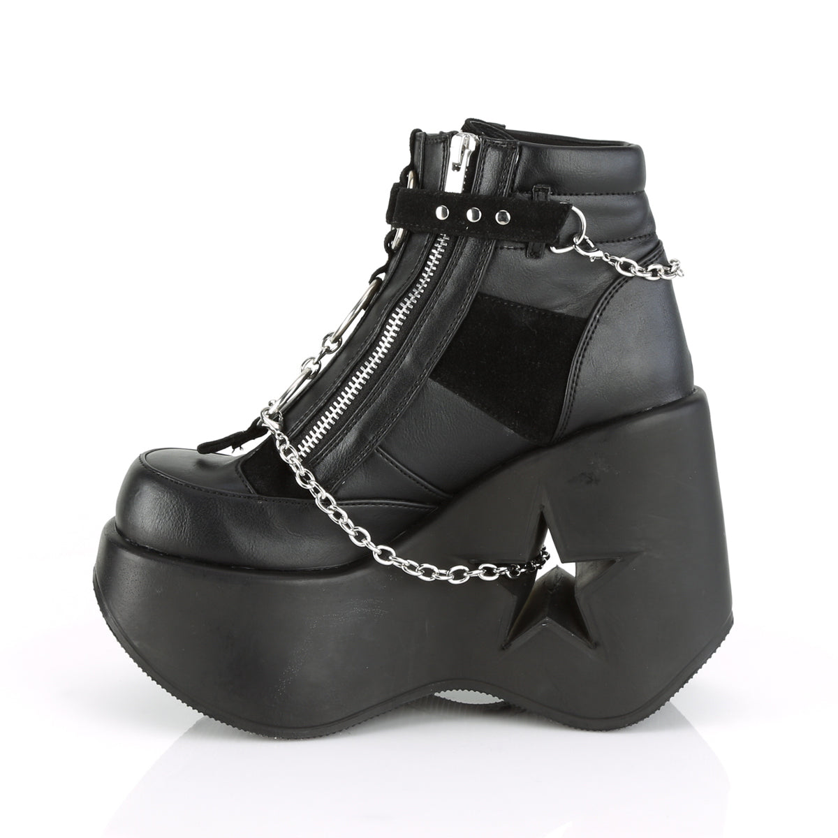 DemoniaCult Botas de tobillo para mujeres DYNAMITE-101 BLK Vegan Leather-Vegan Suede