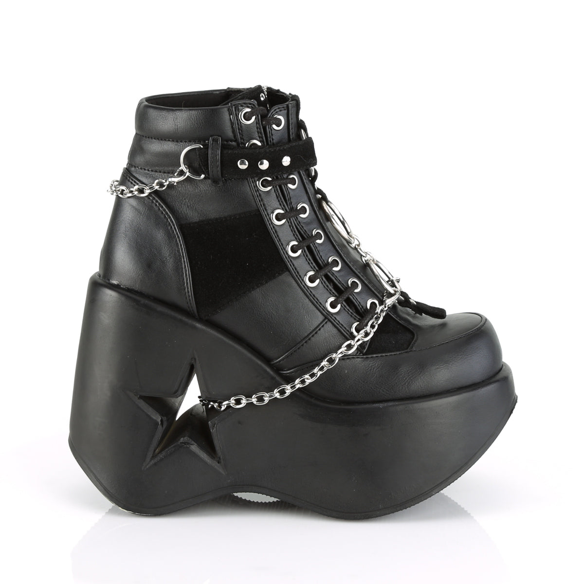 DemoniaCult Botas de tobillo para mujeres DYNAMITE-101 BLK Vegan Leather-Vegan Suede