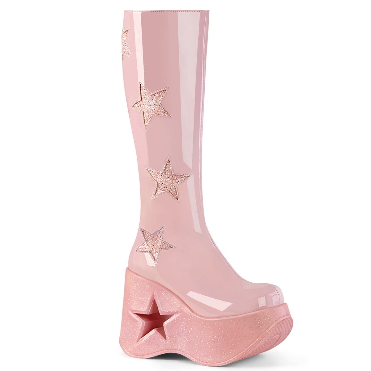 DemoniaCult Boots DYNAMITE-218 B. Pink Pat-B. Pink Multi Gliter