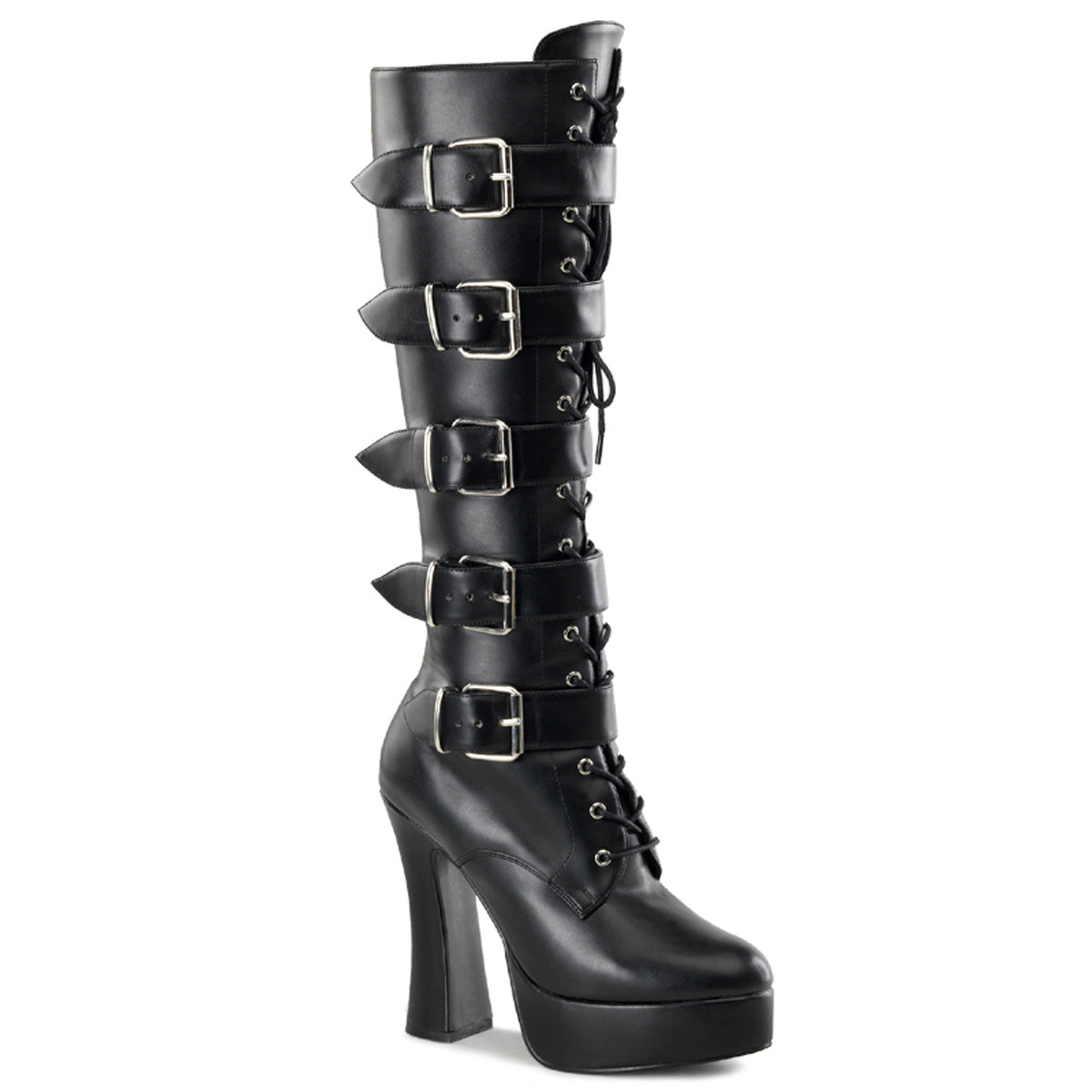 Pleaser Botas de mujer ELECTRA-2042 Blk Faux Cuero