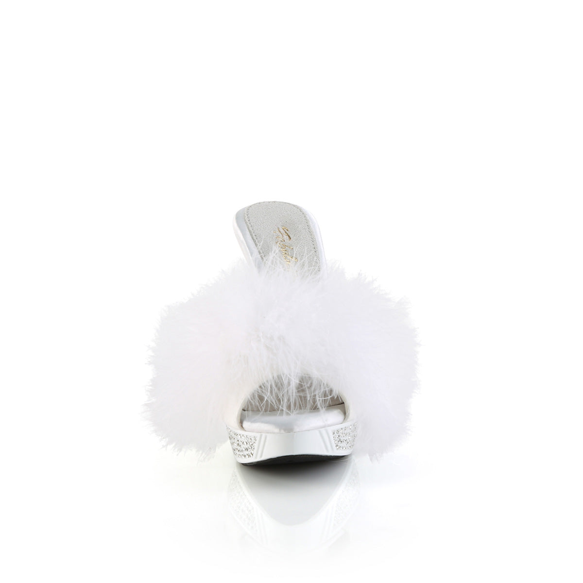 Fabulicious ELEGANT-401F Wht Marabou-Faux Leather/Wht