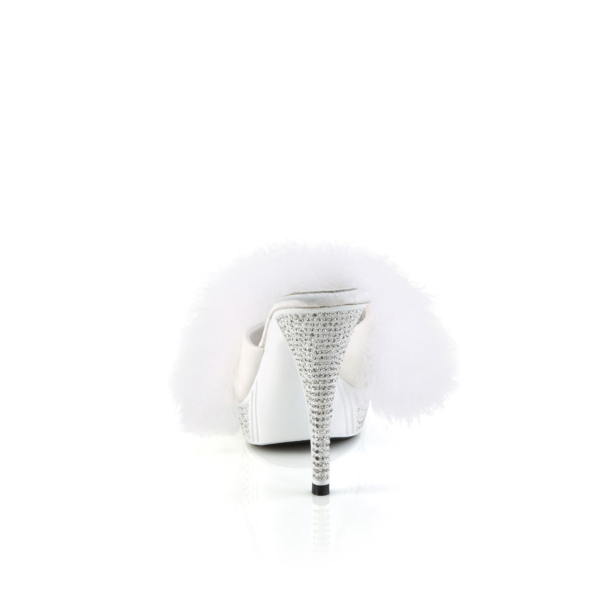 Fabulicious ELEGANT-401F Wht Marabou-Faux Leather/Wht