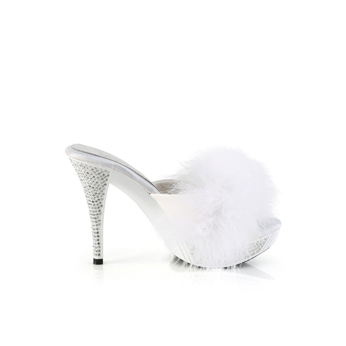 Fabulicious ELEGANT-401F Wht Marabou-Faux Leather/Wht