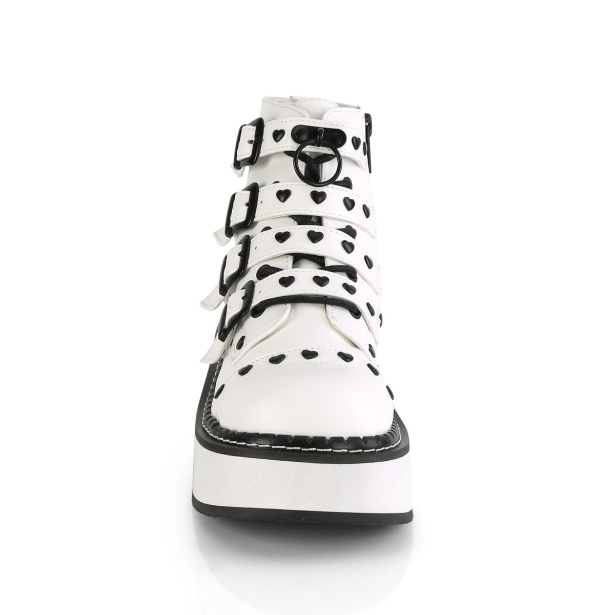 DemoniaCult Botas de tobillo para mujeres EMILY-315 cuero vegano blanco