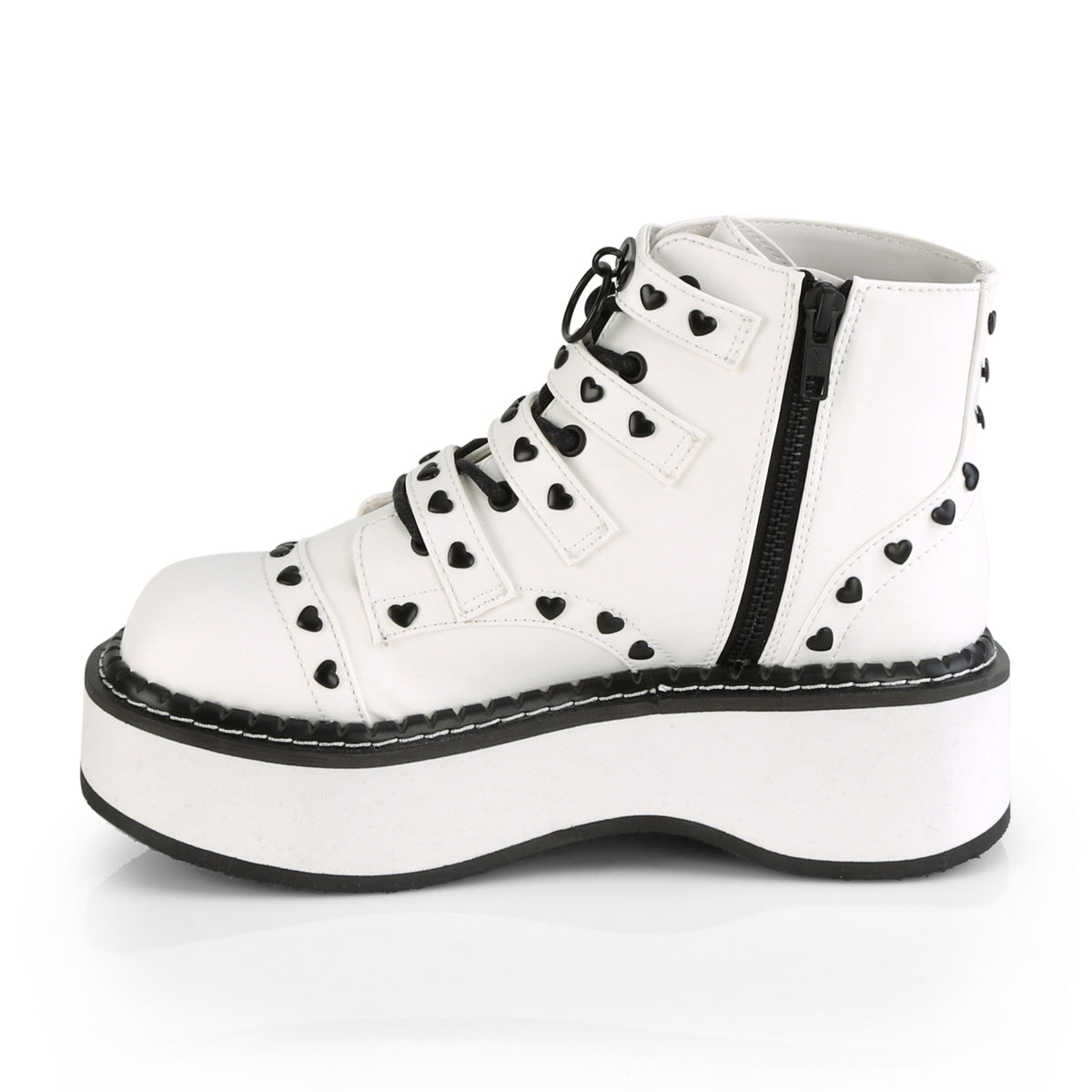 DemoniaCult Botas de tobillo para mujeres EMILY-315 cuero vegano blanco