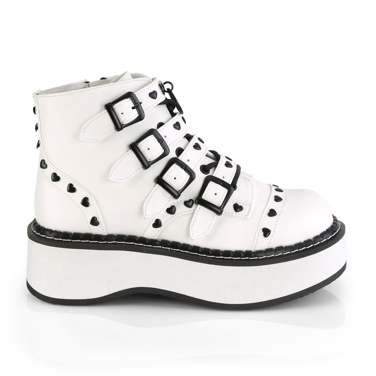 DemoniaCult Botas de tobillo para mujeres EMILY-315 cuero vegano blanco