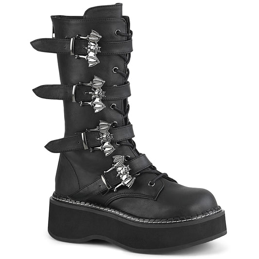 DemoniaCult Botas de mujer EMILY-322 BLK de cuero vegano