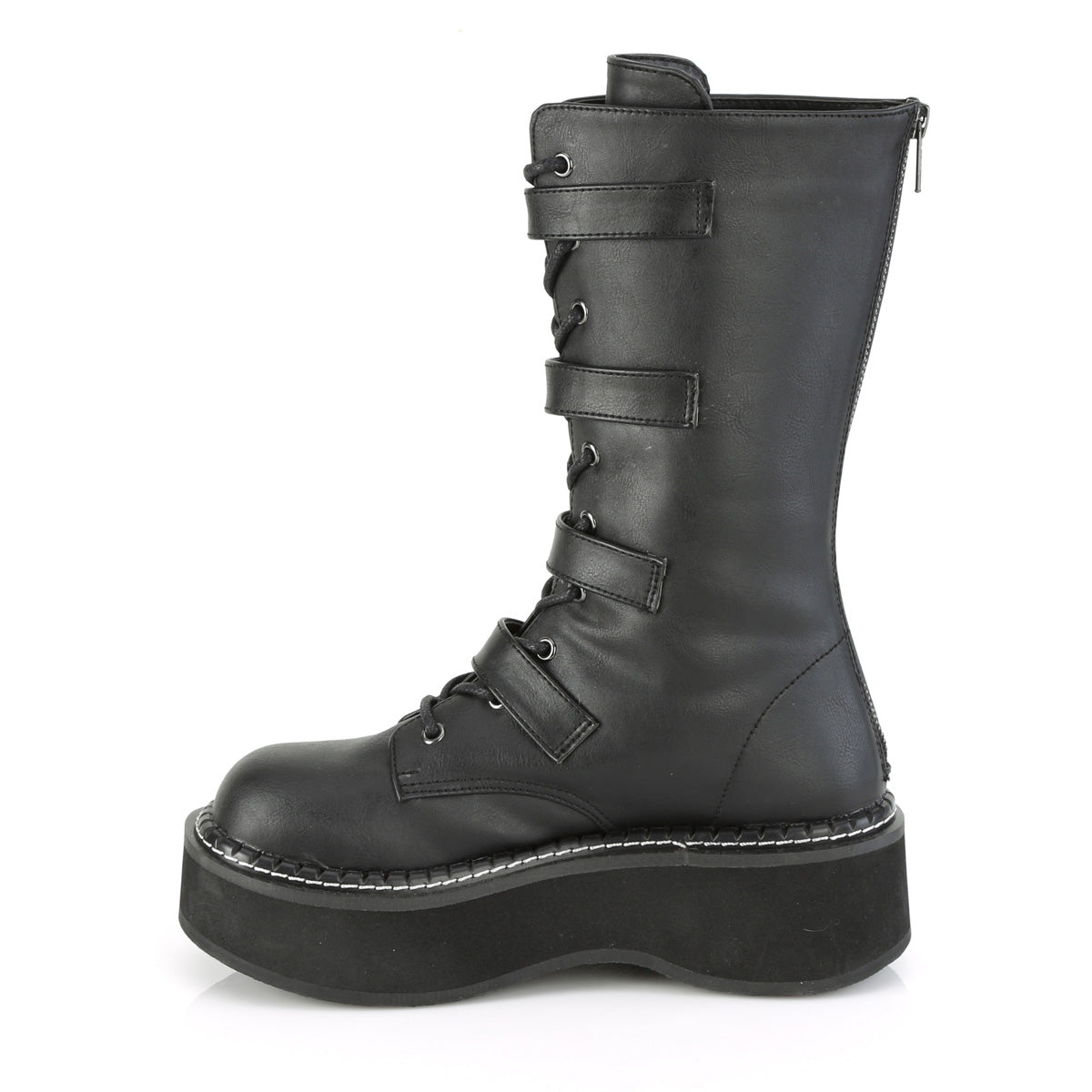 DemoniaCult Botas de mujer EMILY-322 BLK de cuero vegano