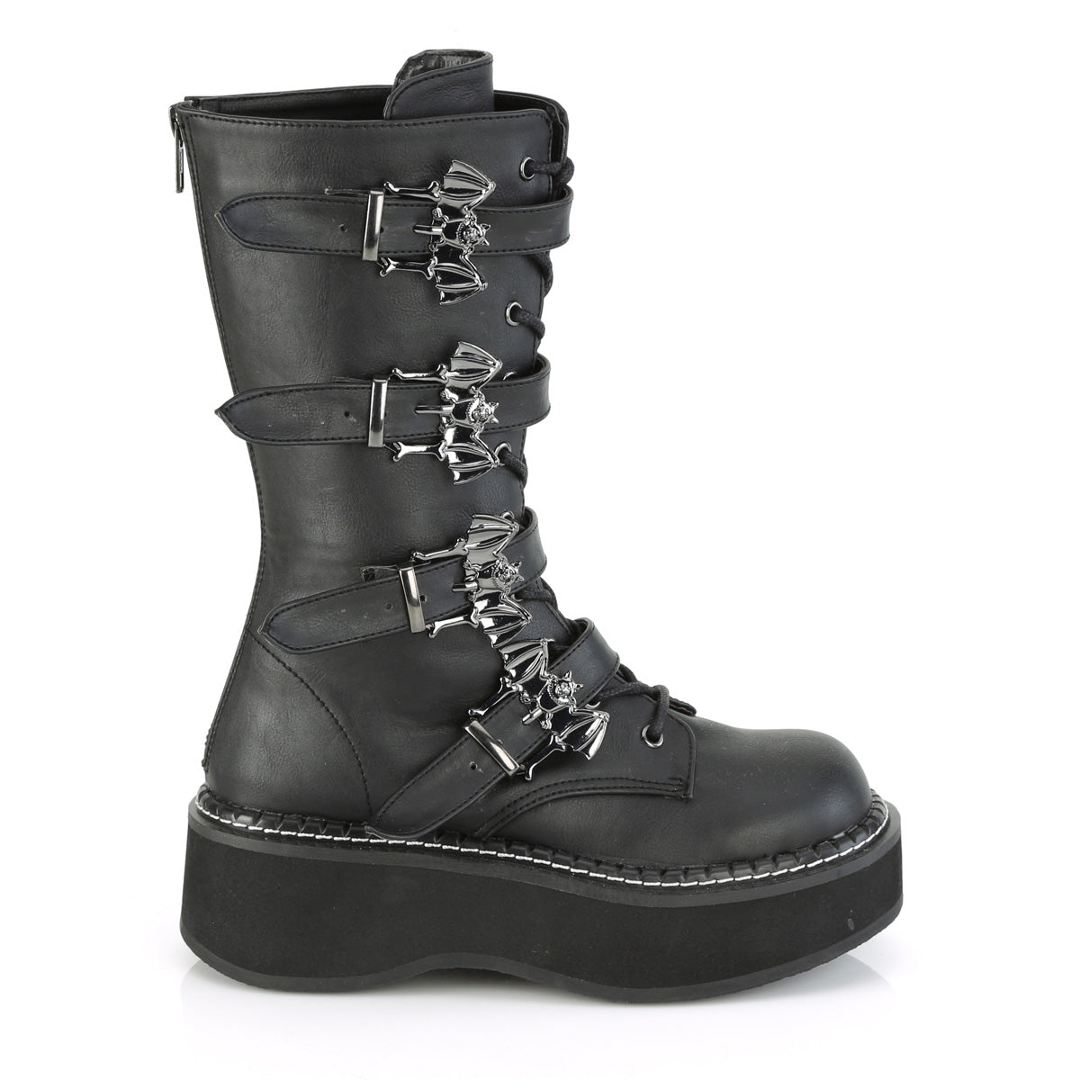 DemoniaCult Botas de mujer EMILY-322 BLK de cuero vegano