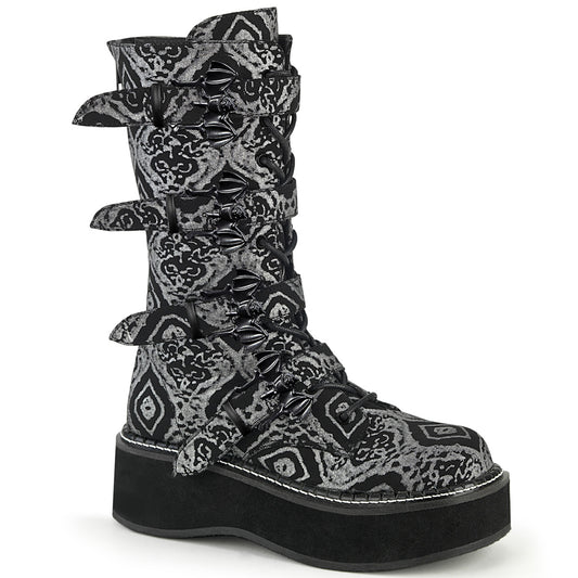DemoniaCult  Botas EMILY-322 BLK Silver Faux Nubuck Leather