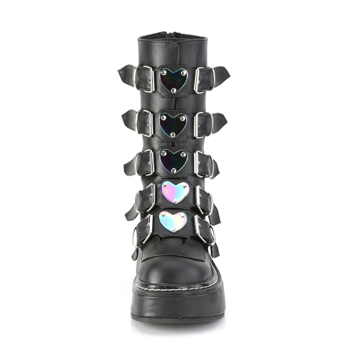 DemoniaCult Botas de mujer EMILY-330 BLK de cuero vegano