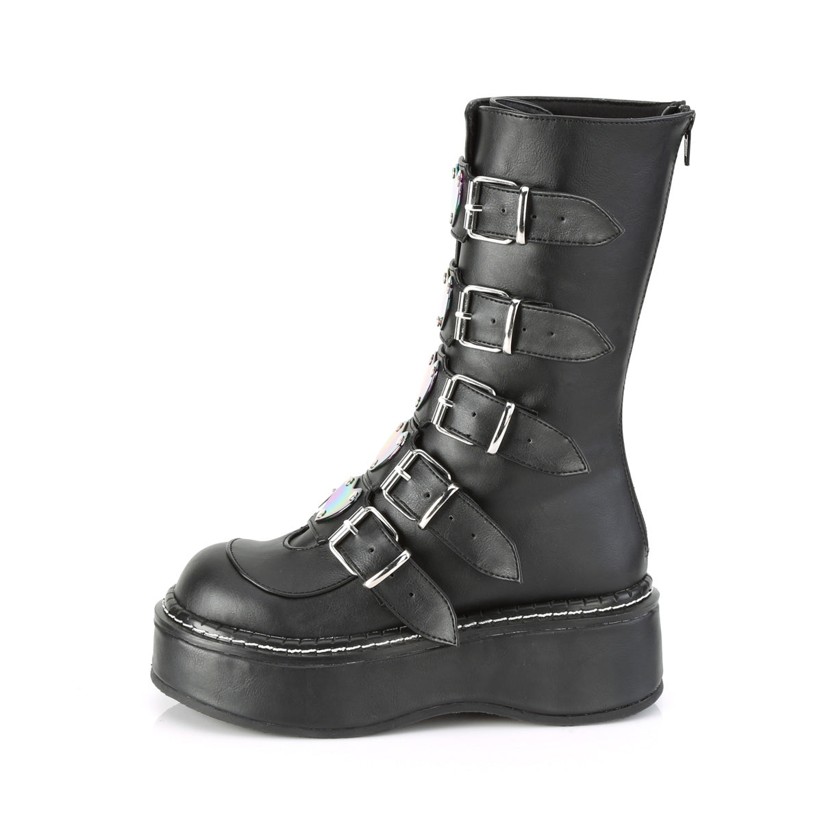 DemoniaCult Botas de mujer EMILY-330 BLK de cuero vegano