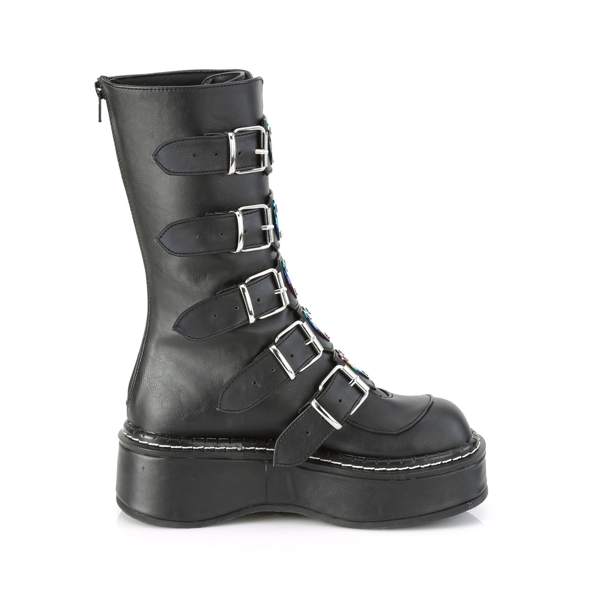 DemoniaCult Botas de mujer EMILY-330 BLK de cuero vegano