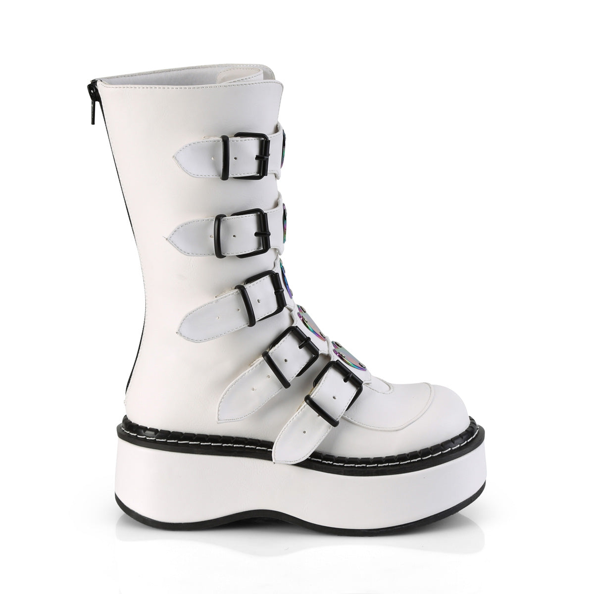 DemoniaCult Botas de mujer EMILY-330 WHT Cuero vegano