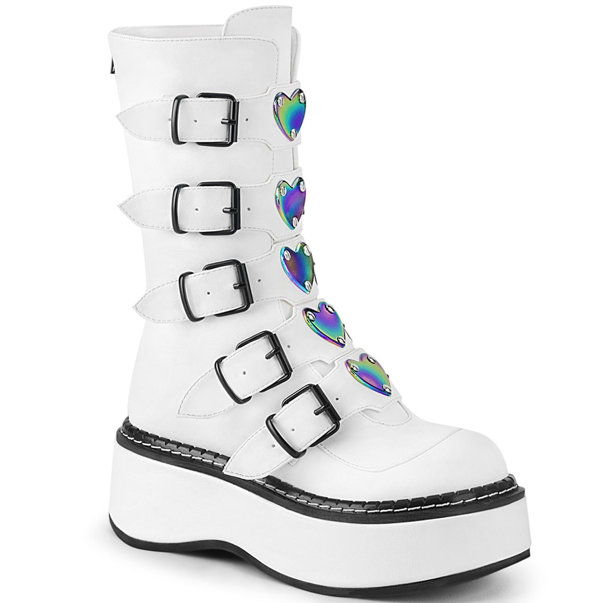 DemoniaCult Botas de mujer EMILY-330 WHT Cuero vegano