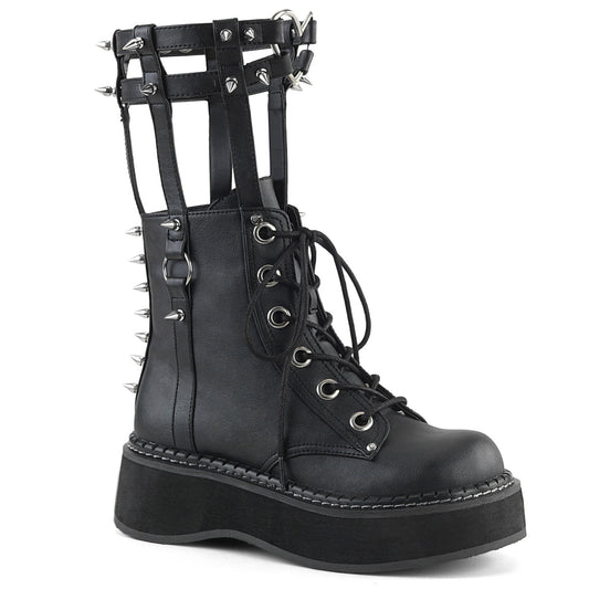 DemoniaCult Botas de mujer EMILY-357 BLK de cuero vegano