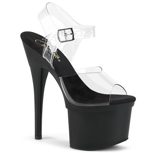 Pleaser Sandalias para mujer ESTEEM-708 clr / blk mate