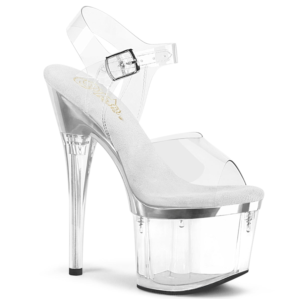 Pleaser Sandalias ESTEEM-708 CLR/SLV Chrome-CLR