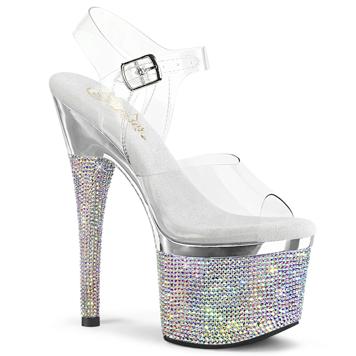 Pleaser Sandalias ESTEEM-708dm CLR/SLV Chrome-SLV AB RS
