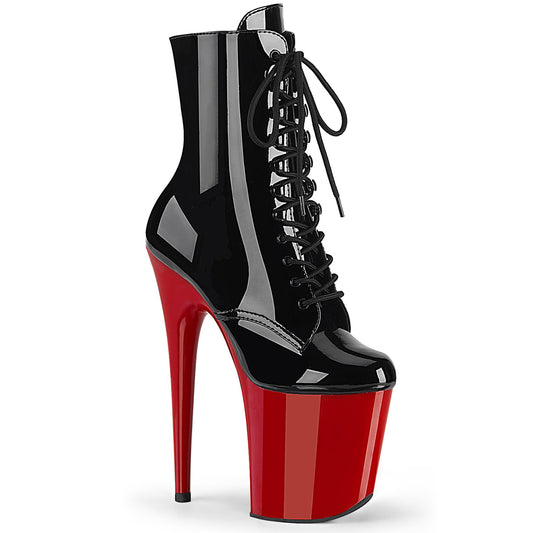 Pleaser Botas de tobillo para mujer FLAMINGO-1020 BLK PAT / RED