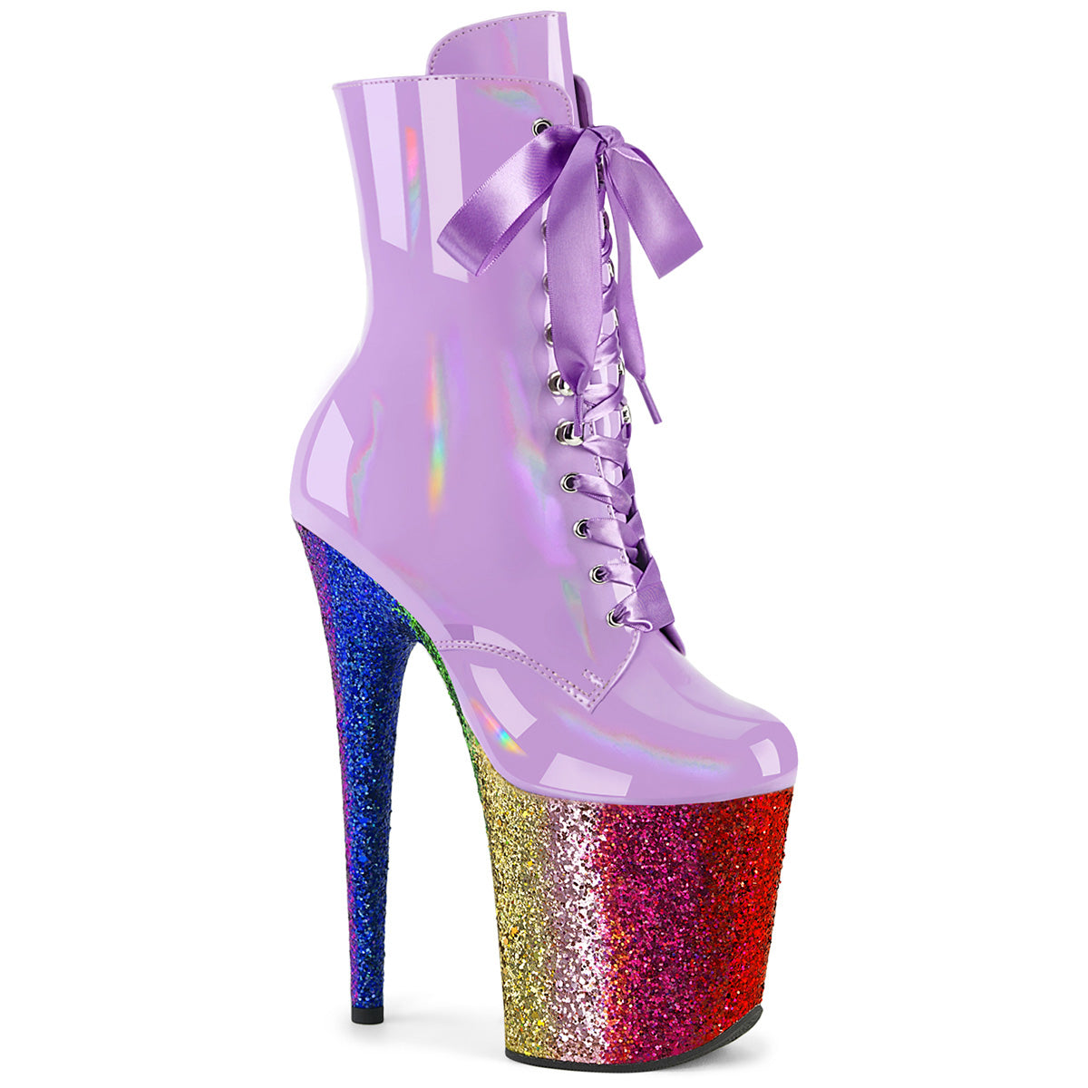 Pleaser FLAMINGO-1020hg Lavender Holo Pat/Rainbow Brillantina