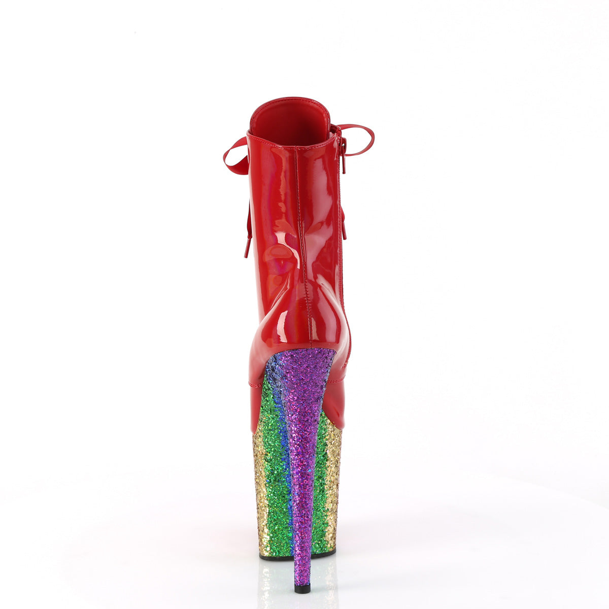 Pleaser FLAMINGO-1020HG Red Holo Pat/Rainbow Glitter