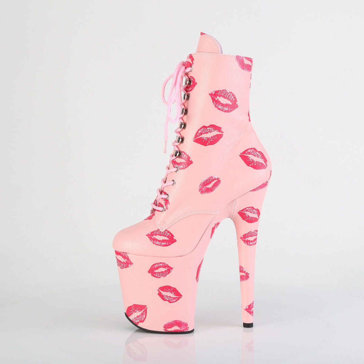 Pleaser Women's Platform Shoes FLAMINGO-1020KISSES B. Pink Faux Leather/B. Pink Faux Leathe